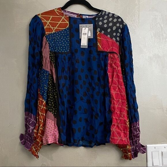 ANTHROPOLOGIE Bl^nk Miranda Blue Peasant Blouse - Picture 2 of 3